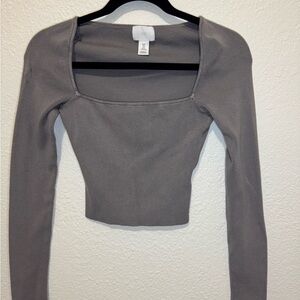 H&M Charcoal Square Neck Bodysuit